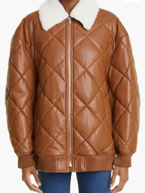 Stand Studio Autumn Quilted Faux Leather Womens Jacket